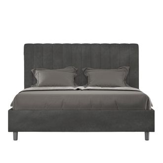 ITYhome Letto Matrimoniale Rivestito In Microfibra - Agueda - Dimensione Rete: 160x190 - Colore: Grigio - Tipologia Letto: Senza Rete