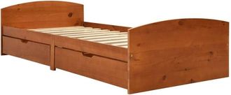vidaXL Estructura de cama 2 cajones sin colchón marrón miel 90x200 cm Vidaxl