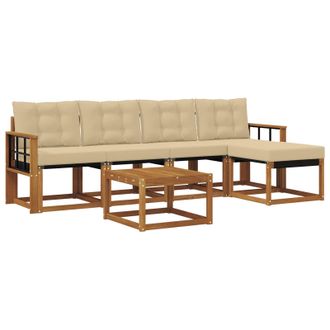 vidaXL Conjunto De Sof&aacute;s De Exterior Con Coj&iacute;n 6 Pcs Natural Y Beige Vidaxl