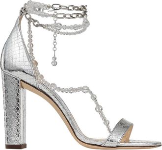 Jimmy Choo London Neena 100 Leather Sandals, Brand Size 38.5 ( US Size 8.5 )