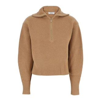Max Mara Truien & Vesten, Dames, Beige, M, Wol, Nadar Zip Sweater