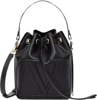 Valentino Pre-owned VLogo Walk Bucket Bag - Dames - Vintage Tas - Zwart - ONE Size - Leer - Vintage