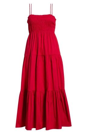 Sugarlips Gennie Smocked Tiered Cotton Midi Dress at Nordstrom, Size X-Small