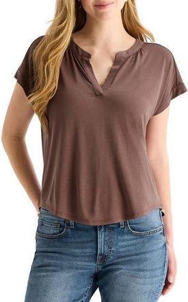 Lucky Brand Sandwash Notch Top in Chicory Coffee at Nordstrom Rack, Size X-Large