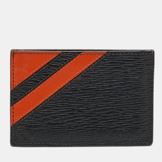 Ferragamo Dark Brown/orange Leather Card Holder