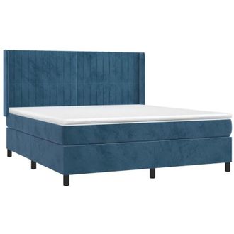 vidaXL Vidaxl - Cama Box Spring Colch&oacute;n Y Led Terciopelo Azul Oscuro 160x200 Cm