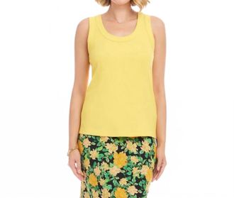 Karen Kane Ribbed Scoop Neck Tank In Lemon