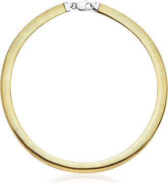 Ross-Simons Italian 8mm Silver and 14kt Gold-Plated Reversible Omega Necklace