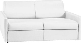 Vente-Unique Sof&aacute; cama de 3 plazas tipo italiano de piel sint&eacute;tica CALIFE - Blanco - Somier de l&aacute;minas de 140 cm - Colch&oacute;n de 18 cm