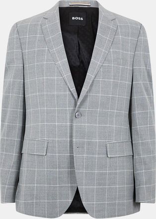 HUGO BOSS Mens Jasper Plaid Flap Pocket Suit Jacket in Open Grey - Size X-Large