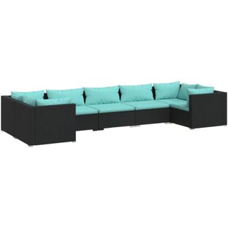 vidaXL 7 Pcs Garden Lounge Set Con Vime Pe Negro
