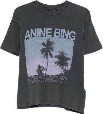 Anine Bing T-Shirts, female, Gray, Size: S Palm-print T-shirt