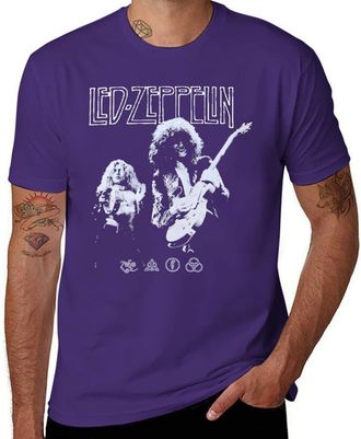 Generic Led Music Zeppelin Jimmy Guitarist Page & Robert Rock Plant Retro T-Shirt - Vintage Rock Band Members Tee for Men and Women Purple-Style M