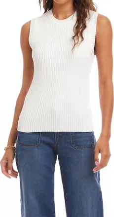 Karen Kane Ribbed Sweater Tank - Petite In Off White