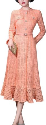 Burryco Burryco Pink Solid Midi Dress