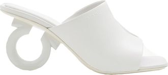 Ferragamo White Nappa Astro 70 Elinda Slide Sandals, Size 6.5 D