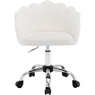 Woltu Woltu - Silla De Oficina Silla De Escritorio Giratoria Asiento Acolchado Regulable En Altura, Cachemira, Crema