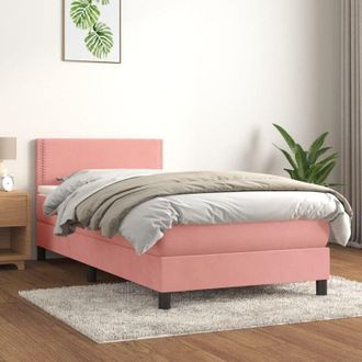vidaXL Vidaxl - Cama Box Spring Con Colch&oacute;n Terciopelo Rosa 100x200 Cm