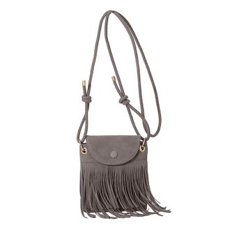 Generic Womens Fringe Crossbody Bag Fashion Casual Small Messenger Bag Hobo Crossbody Tassel Shoulder Bags PU Leather Cell Phone Wallet Purses (Grey)