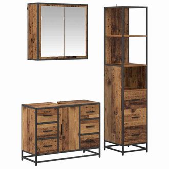 vidaXL Juego De Muebles De Ba&ntilde;o 3 Pcs Madera Vieja 80 X 33 X 60 Cm Vidaxl