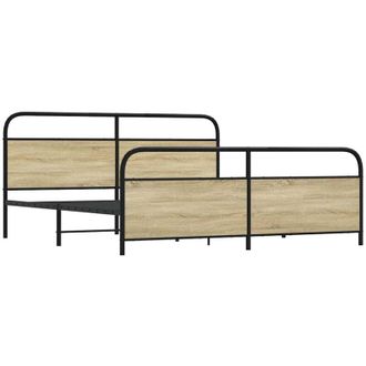 vidaXL Metal Bed Frame without Mattress Sonoma Oak 193x203 cm Vidaxl