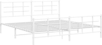 vidaXL Metal Bed Frame without Mattress with Footboard White 200x200cm Vidaxl