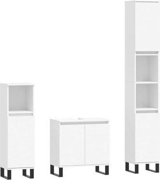 vidaXL Vidaxl - Set de muebles de baño 3 piezas madera contrachapada blanco