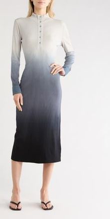 Young Fabulous & Broke Scout Rib Ombr&eacute; Long Sleeve Midi Dress in Silver Black Ombre at Nordstrom Rack, Size X-Small