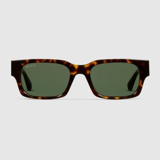 Gucci Rectangular Frame Sunglasses, Green
