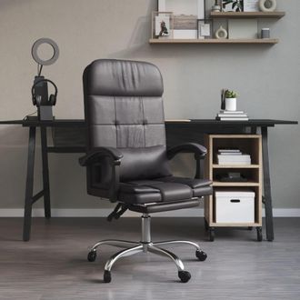 vidaXL Silla De Oficina Reclinable Masaje Cuero Sint&eacute;tico Gris Vidaxl