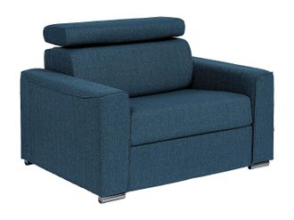 Vente-Unique Poltrona Letto Express In Tessuto Blu Rete A Doghe Larghe 70 Cm Materasso 18 Cm - Vizir