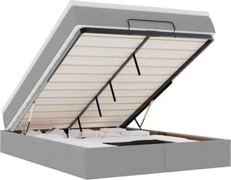 vidaXL Estructura Cama Otomana Colch&oacute;n Tela Gris Claro 140x200cm Vidaxl