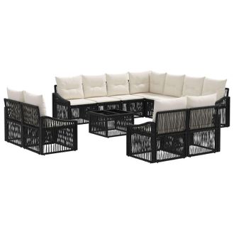 vidaXL Conjunto De Sof&aacute;s De Jard&iacute;n 12 Uds. 11 Plaza Negro Vidaxl