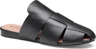 Johnston & Murphy Claire Leather Fisherman Mule Sandal in Black Nappa Leather at Nordstrom, Size 7.5