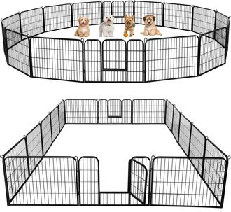 Yaheetech 16 Paneles Valla Para Perros De Metal Con Puerta Parque Para Mascotas Peque&ntilde;as Para Interiores Y Exteriores Jard&iacute;n 60 Cm De Altura Negro