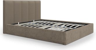 Vente-Unique Canap&eacute; abatible de 180 x 200 cm con cabecero de costuras verticales - Tela - Topo - KILACLO