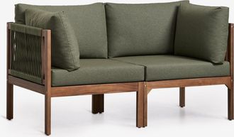 Sklum Sof&aacute; Modular De Jard&iacute;n De 2 Piezas Con Reposabrazos En Madera De Acacia Branson Sklum