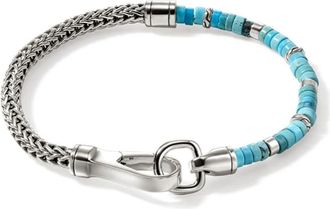 John Hardy sterling silver turquoise heishi bracelet - men - Turquoise/Sterling Silver - M