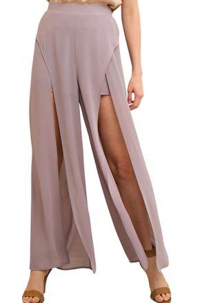 Entro Solid Slit Maxi Short Pant In Lilac Grey