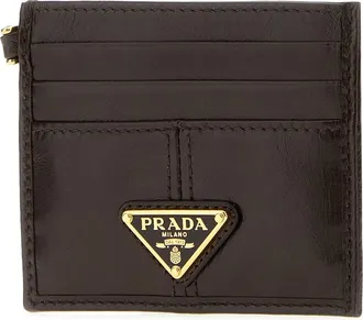 Prada Womens Dark Brown Leather Card Holder Moro Portafogli Wallet