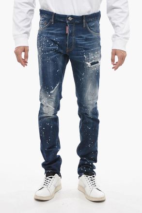 Dsquared2 TWINPHONY Jeans Cool Guy With Dark Wash And Paint Effect Dsquared2