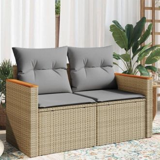 vidaXL Divano da Giardino con Cuscini a 2 Posti Beige in Polyrattan - Vidaxl
