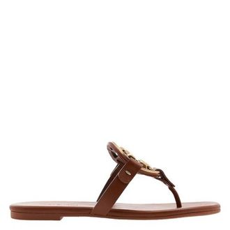 Tory Burch Miller Soft Metal Logo Sandals, Size 5