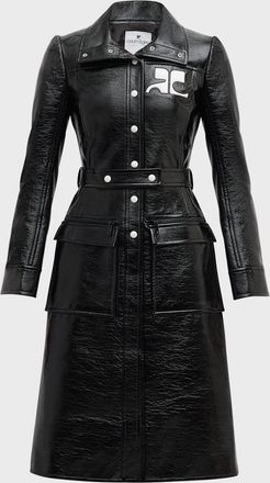 Courr&egrave;ges Reedition Vinyl Belted A-Line Trench Coat
