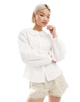 Miss Selfridge fitted collar blouse in white