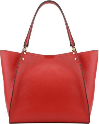 Pourchet Tassen, Dames, Rood, ONE Size, Leer, Hebdo Tote Bag