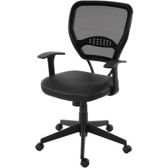 Hhg Silla De Oficina Profesional Seattle, Silla Giratoria De Direcci&oacute;n, 150 Kg De Capacidad De Carga, Polipiel, Negra Con Reposabrazos