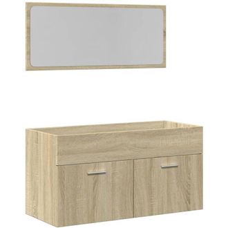 vidaXL Set De Muebles De Ba&ntilde;o 2 Pzas Madera Contrachapada Roble Sonoma Vidaxl