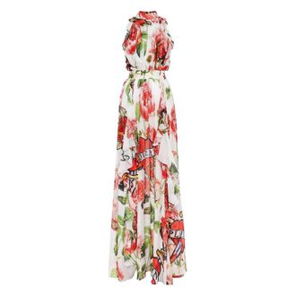 Philipp Plein Silk Chiffon Long Dress Love - Dames - Avondkleed - Veelkleurig - XS - Chiffon - Kleedjes