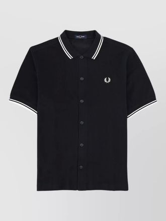 Fred Perry contrast collar shirt ribbed cuffs short sleeves